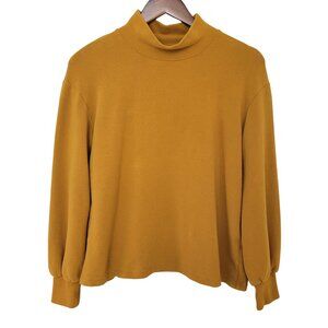 Miles By Madewell Mustard Yellow Mock Neck Pullover Sweater Womens Size S Casual